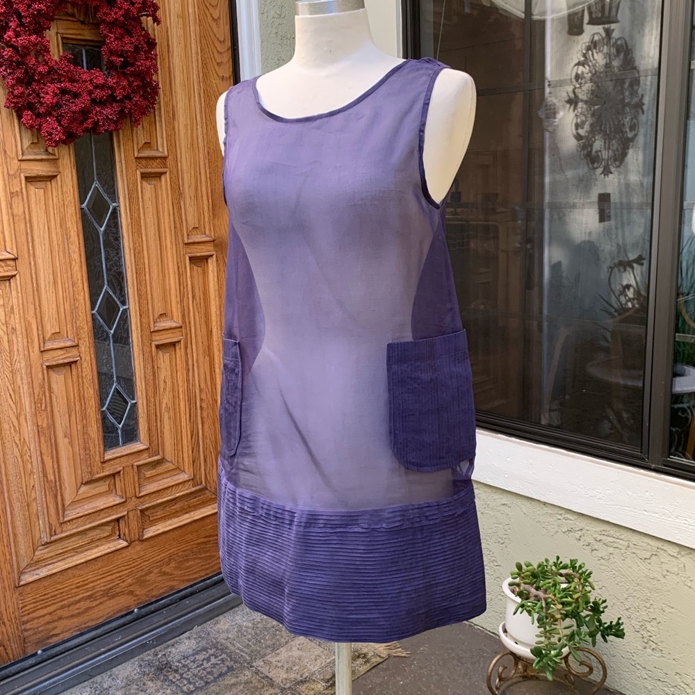 MANOUSH sheer sleeveless top. V-back w/ tie.